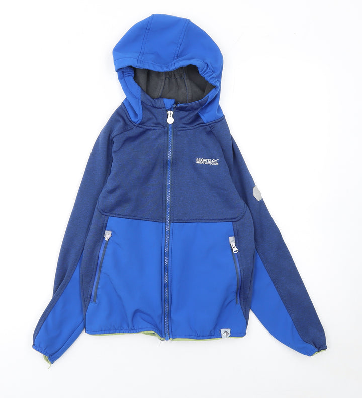 Regatta Boys Blue Softshell Hooded Full Zip Outdoor Jacket 9-10 Years