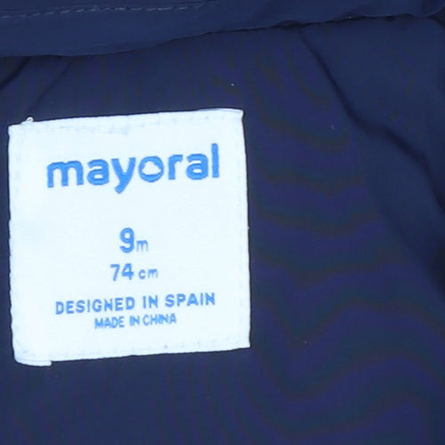 Mayoral Unisex Baby Blue 9-12 Months Hooded Puffer Jacket