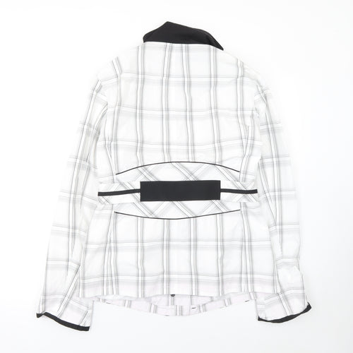 Frandsen Womens White Check Rain Coat Jacket Size 8 Waterproof Belted