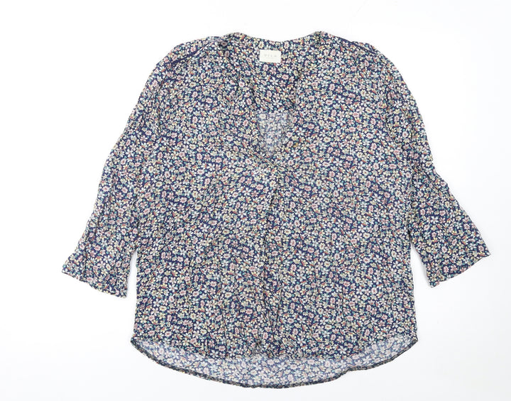 Vila Women’s Multicoloured Floral V-Neck Tunic Blouse Size L