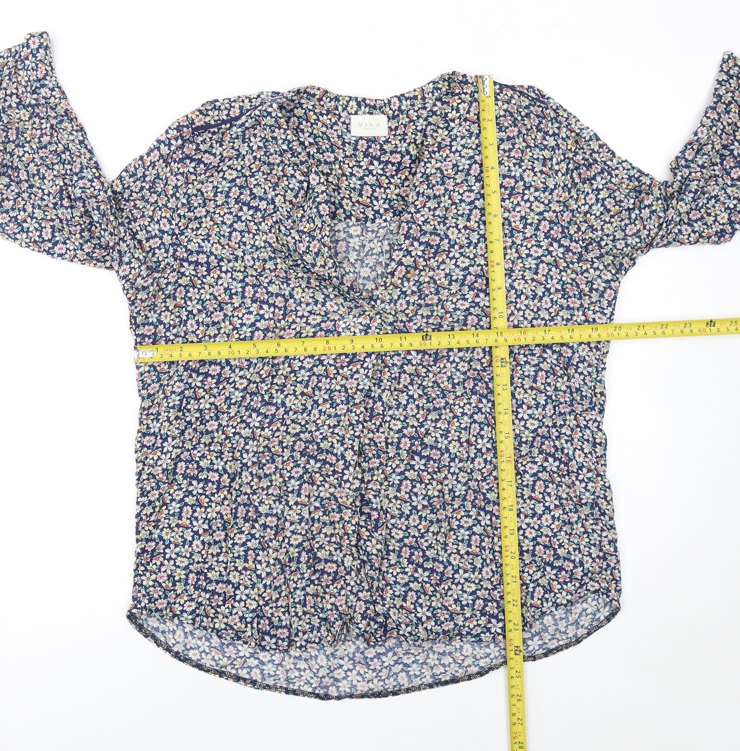 Vila Women’s Multicoloured Floral V-Neck Tunic Blouse Size L