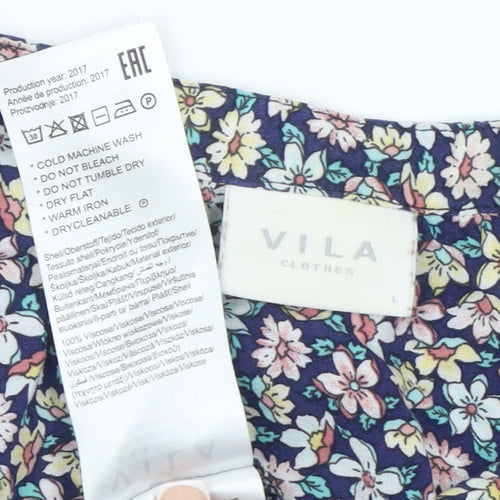 Vila Women’s Multicoloured Floral V-Neck Tunic Blouse Size L