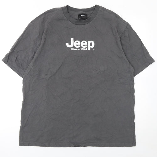 Jeep Men's Grey Graphic Wrangler T-Shirt Size L Crew Neck Cotton
