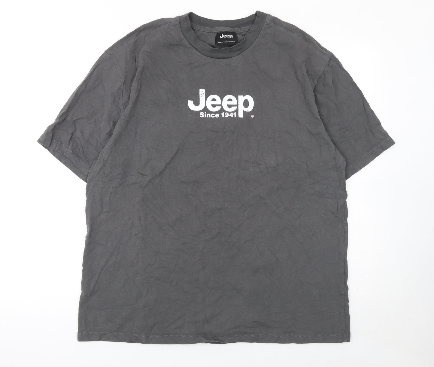 Jeep Men's Grey Graphic Wrangler T-Shirt Size L Crew Neck Cotton