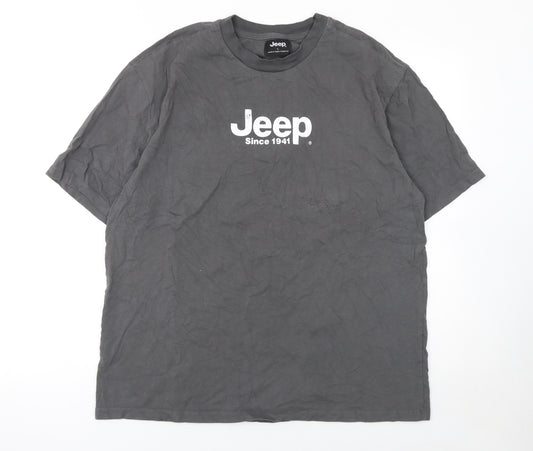 Jeep Men's Grey Graphic Wrangler T-Shirt Size L Crew Neck Cotton