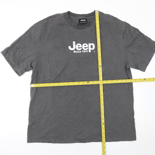 Jeep Men's Grey Graphic Wrangler T-Shirt Size L Crew Neck Cotton