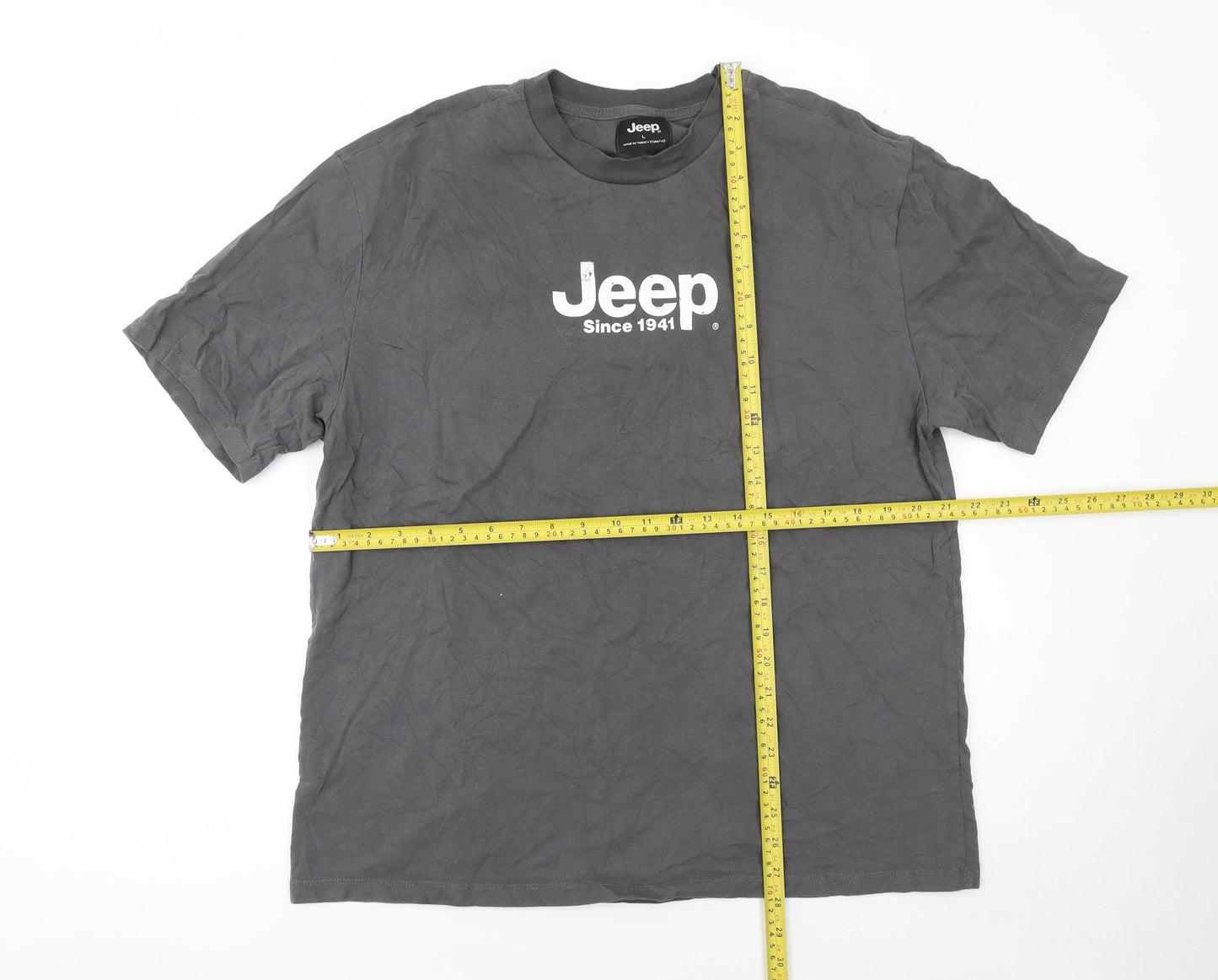 Jeep Men's Grey Graphic Wrangler T-Shirt Size L Crew Neck Cotton