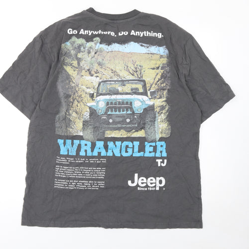 Jeep Men's Grey Graphic Wrangler T-Shirt Size L Crew Neck Cotton