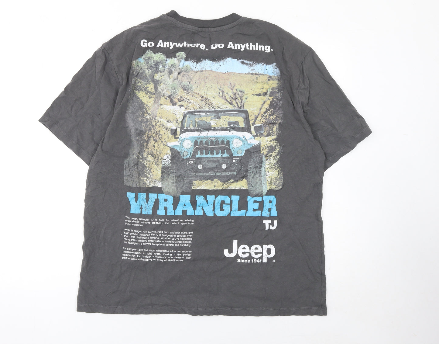 Jeep Men's Grey Graphic Wrangler T-Shirt Size L Crew Neck Cotton