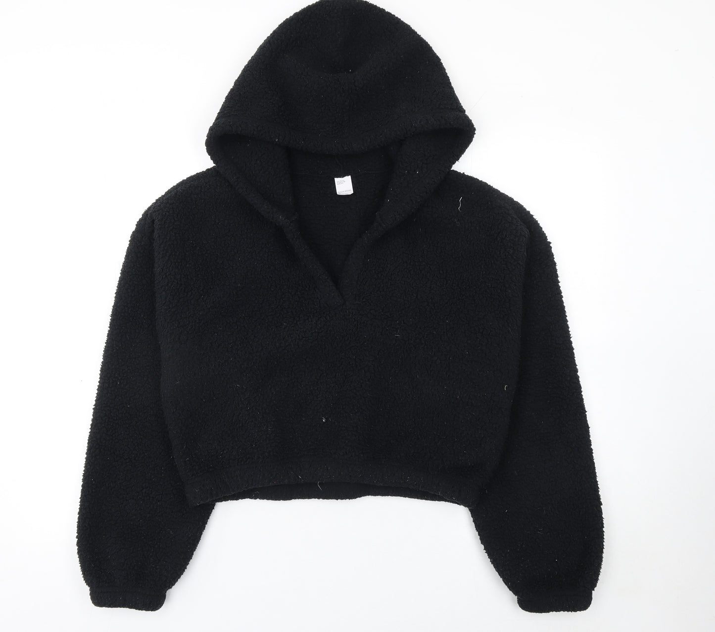 Gilly Hicks Womens Black Faux Fur Hooded Pullover Sweatshirt M