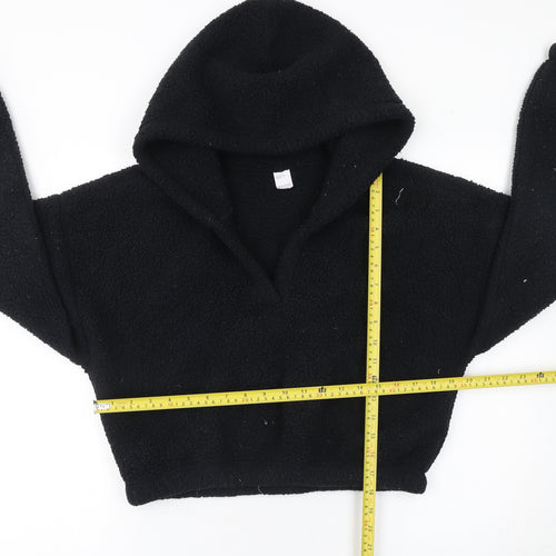 Gilly Hicks Womens Black Faux Fur Hooded Pullover Sweatshirt M
