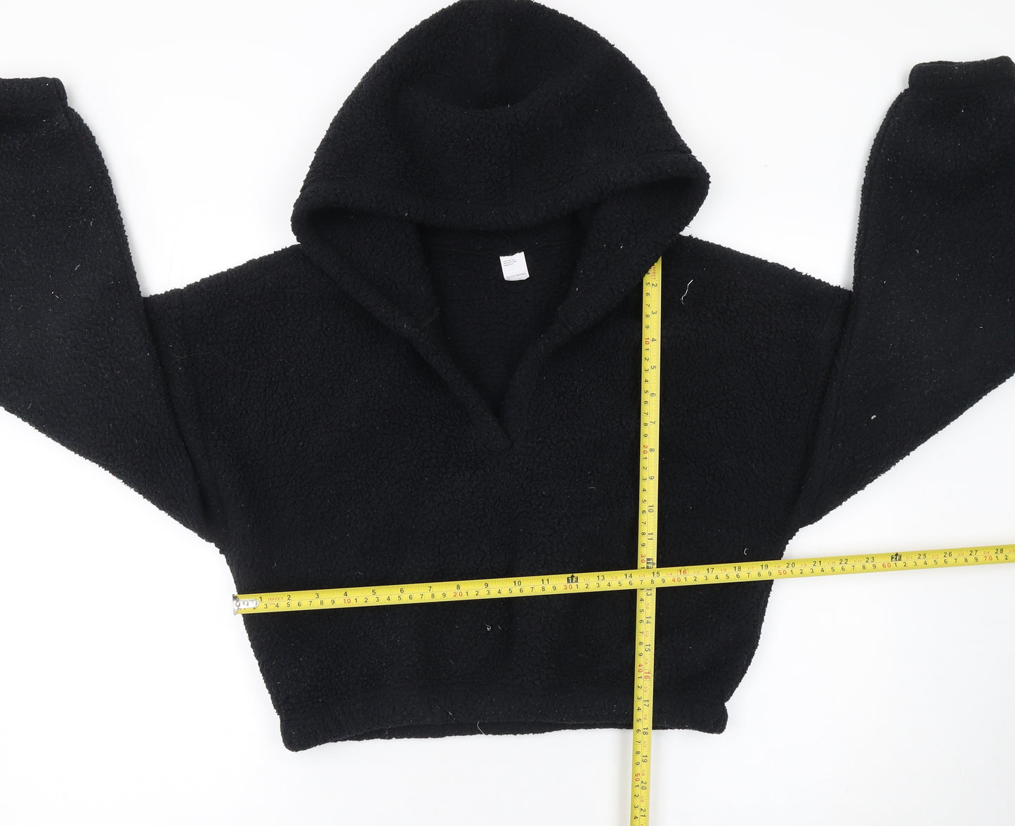 Gilly Hicks Womens Black Faux Fur Hooded Pullover Sweatshirt M