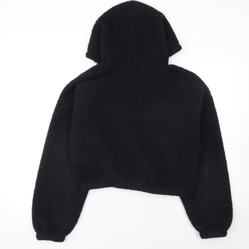 Gilly Hicks Womens Black Faux Fur Hooded Pullover Sweatshirt M