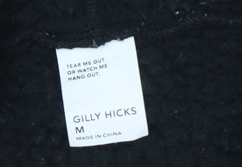 Gilly Hicks Womens Black Faux Fur Hooded Pullover Sweatshirt M