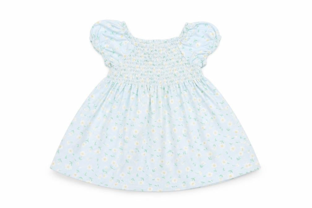 Little Me Girls Blue Floral Smocked A-Line Dress 24 Months