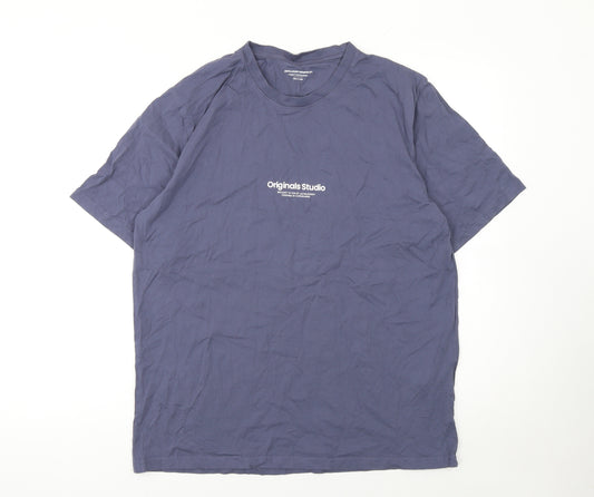 Jack & Jones Men's Blue Originals Studio Cotton T-Shirt Size L