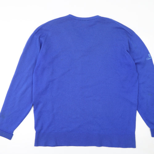 Glenbrae Mens Blue Wool V-Neck Golf Jumper Size L