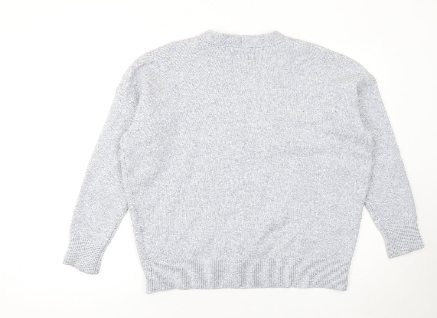 Superdry Women Grey V-Neck Wool Blend Pullover Jumper Size 10