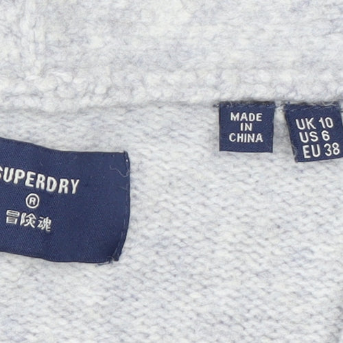 Superdry Women Grey V-Neck Wool Blend Pullover Jumper Size 10