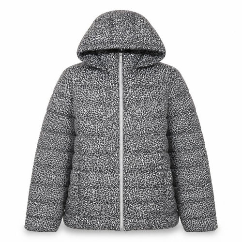 F&F Women’s Grey Leopard Print Hooded Puffer Jacket Size 10