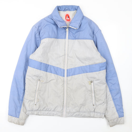 Lord Anthony Womens Blue Grey Vintage Puffer Jacket M Winter Zip Up