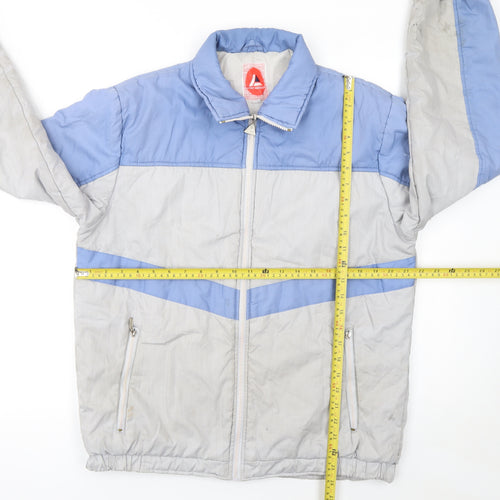 Lord Anthony Womens Blue Grey Vintage Puffer Jacket M Winter Zip Up