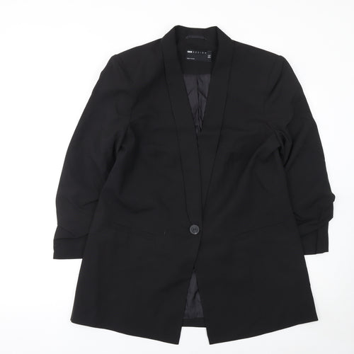 ASOS Design Womens Black Longline Single-Breasted Suit Blazer UK 16