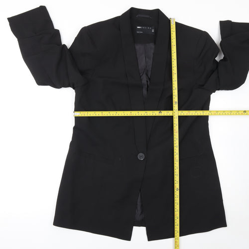 ASOS Design Womens Black Longline Single-Breasted Suit Blazer UK 16