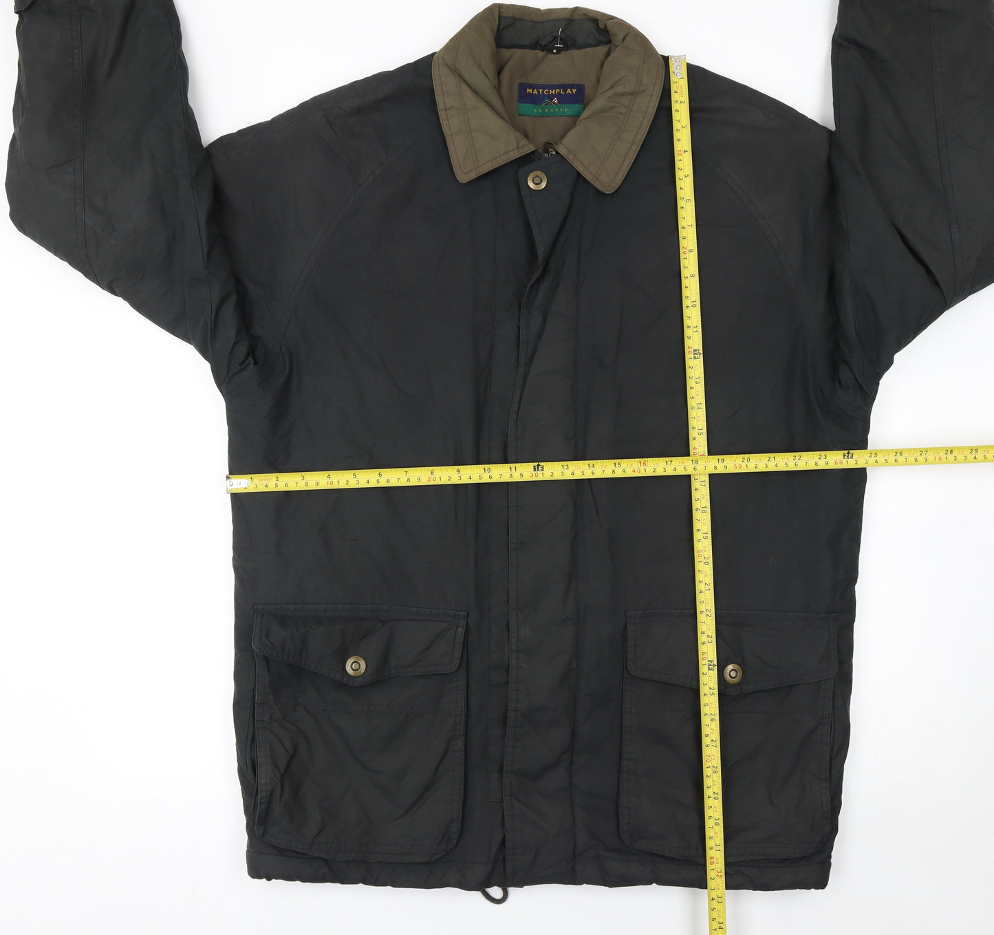 Matchplay Men's Black Parka Jacket Size S Lined Windproof Classic
