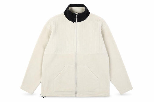 Front view of EJW Menswear Beige Fleece Windbreaker Jacket Men's M Full Zip