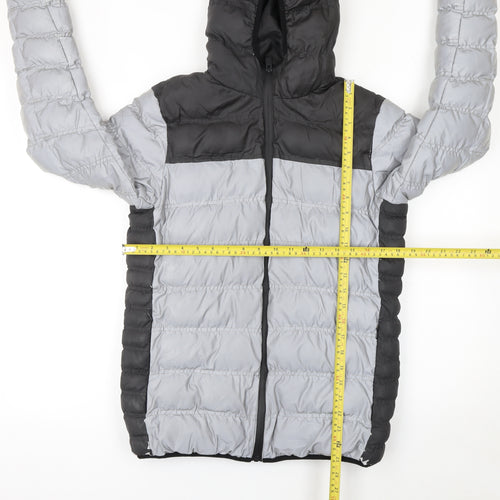 GOODFORNOTHING Boys Grey Colourblock Hooded Puffer Jacket 13-15 Years