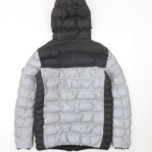 GOODFORNOTHING Boys Grey Colourblock Hooded Puffer Jacket 13-15 Years