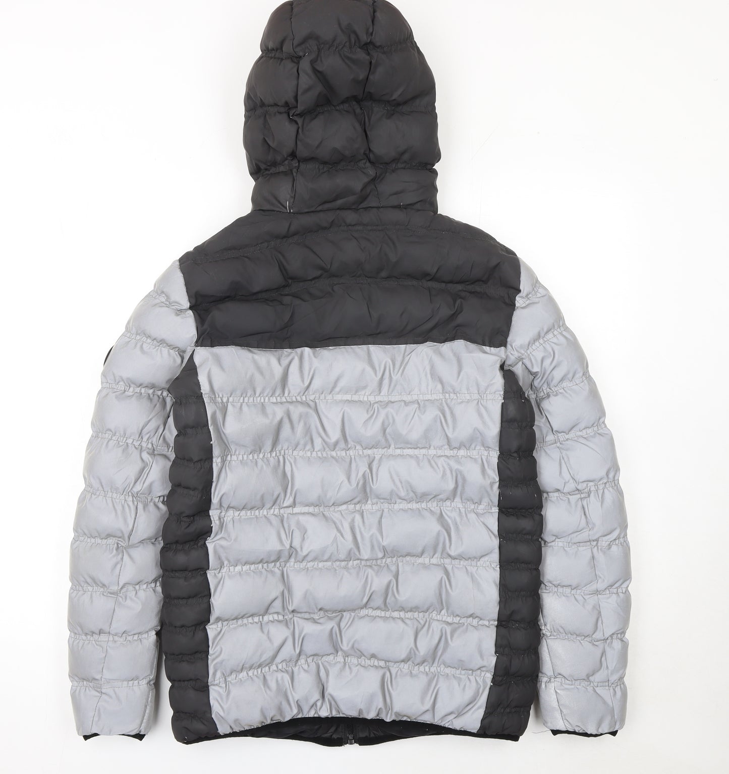 GOODFORNOTHING Boys Grey Colourblock Hooded Puffer Jacket 13-15 Years