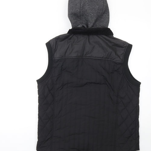River Island Men's Black Quilted Hooded Bodywarmer Waistcoat S