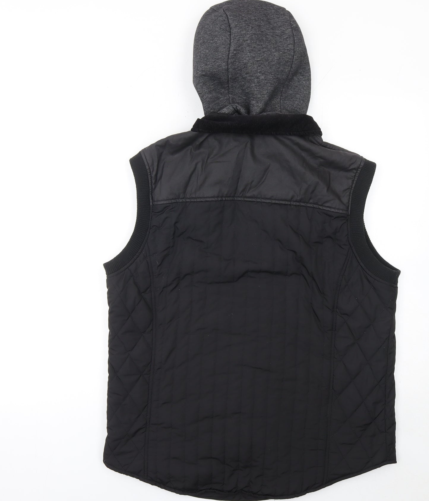 River Island Men's Black Quilted Hooded Bodywarmer Waistcoat S
