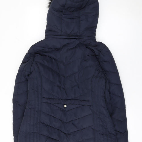 F&F Women's Blue Hooded Quilted Puffer Jacket Size 12