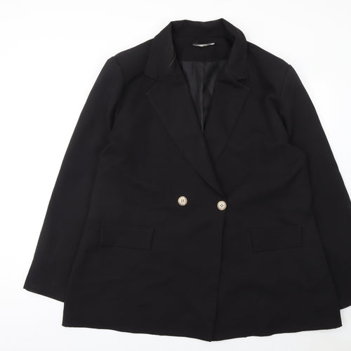 Boohoo Women Black Size 22 Double-Breasted Blazer Jacket