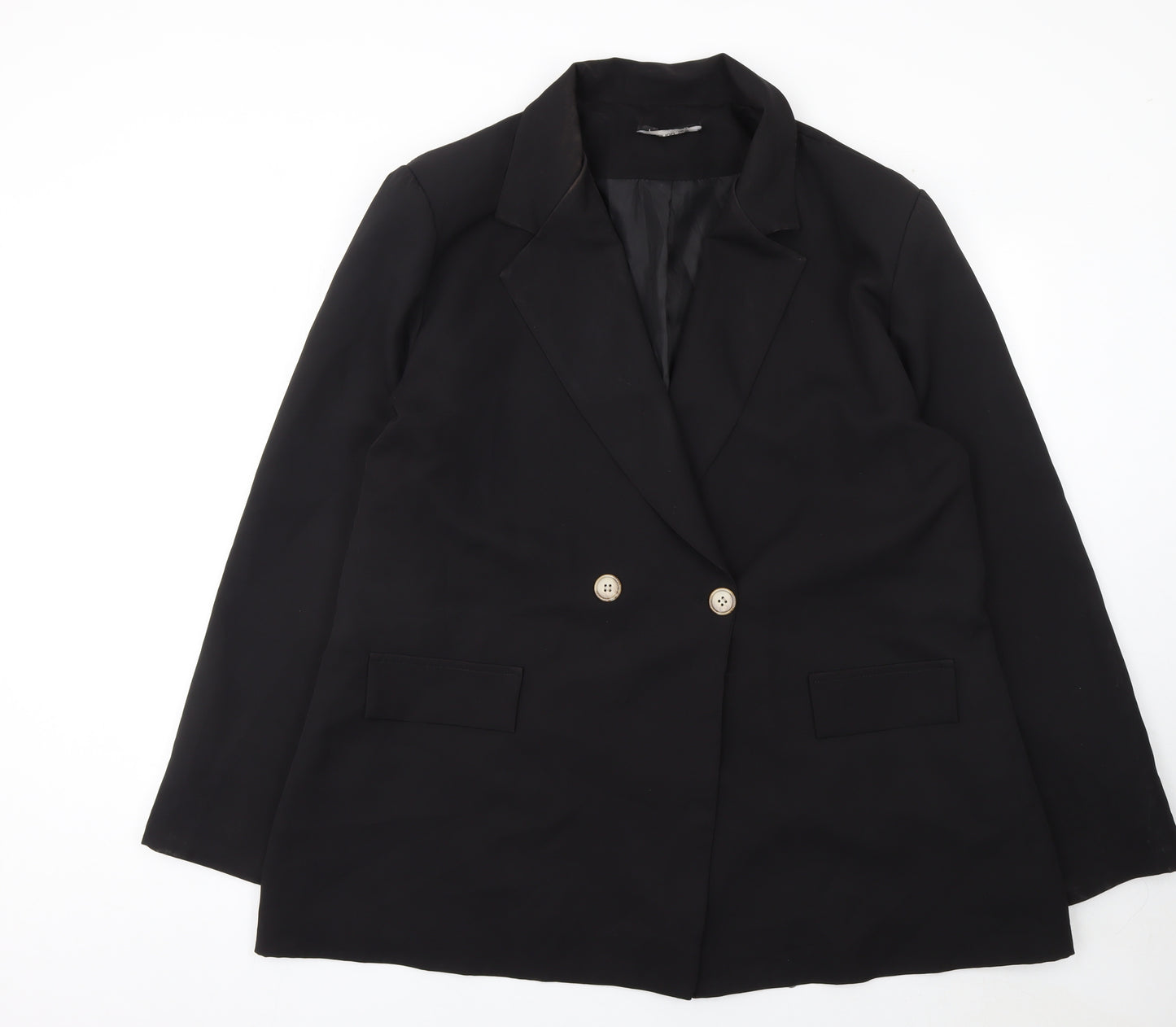 Boohoo Women Black Size 22 Double-Breasted Blazer Jacket