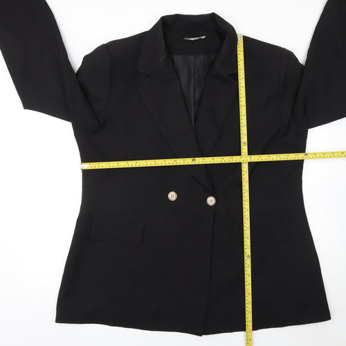 Boohoo Women Black Size 22 Double-Breasted Blazer Jacket