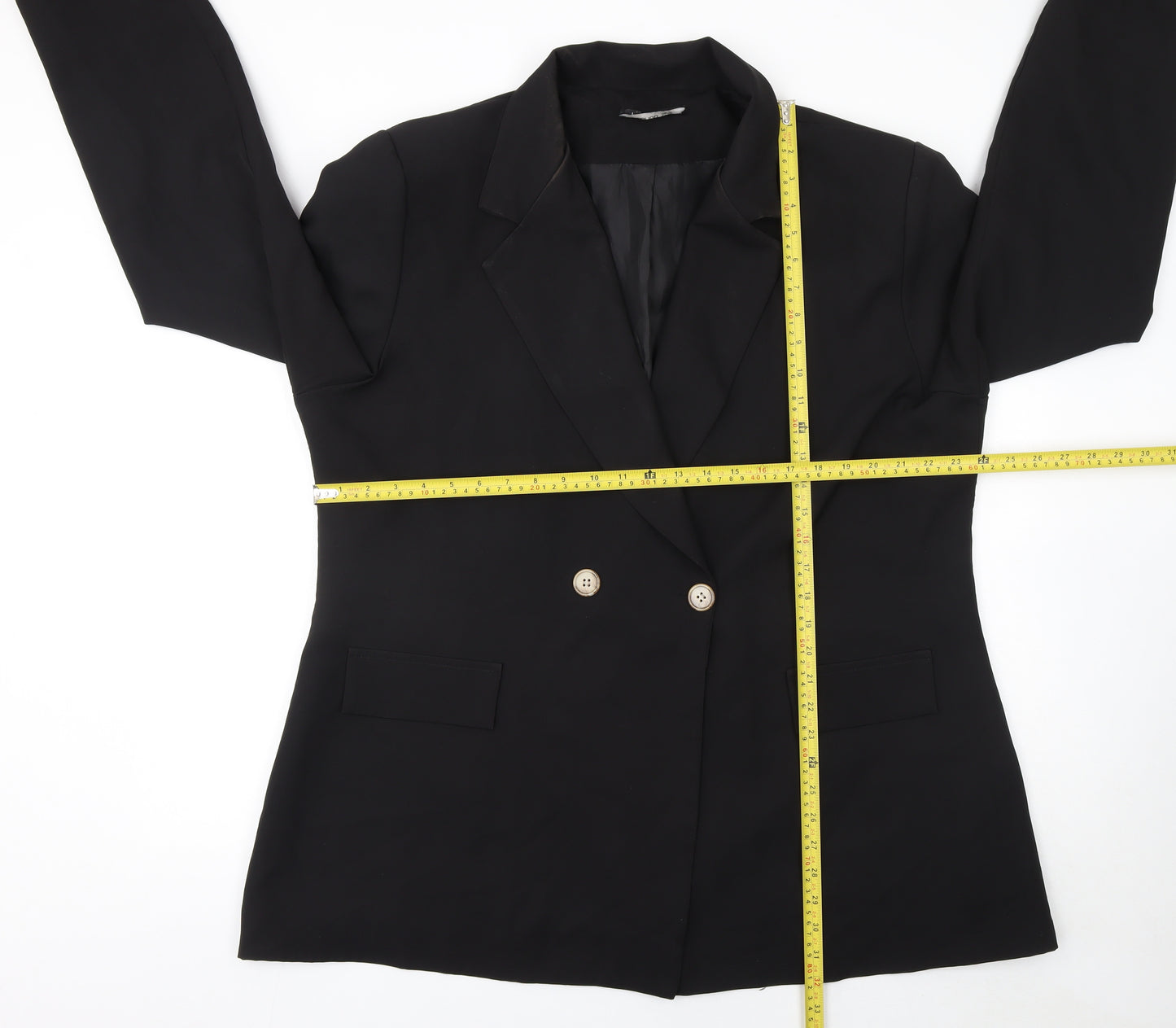 Boohoo Women Black Size 22 Double-Breasted Blazer Jacket