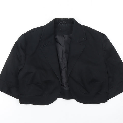 New Look Women's Black Cropped Blazer Size 14 Classic Lined Jacket