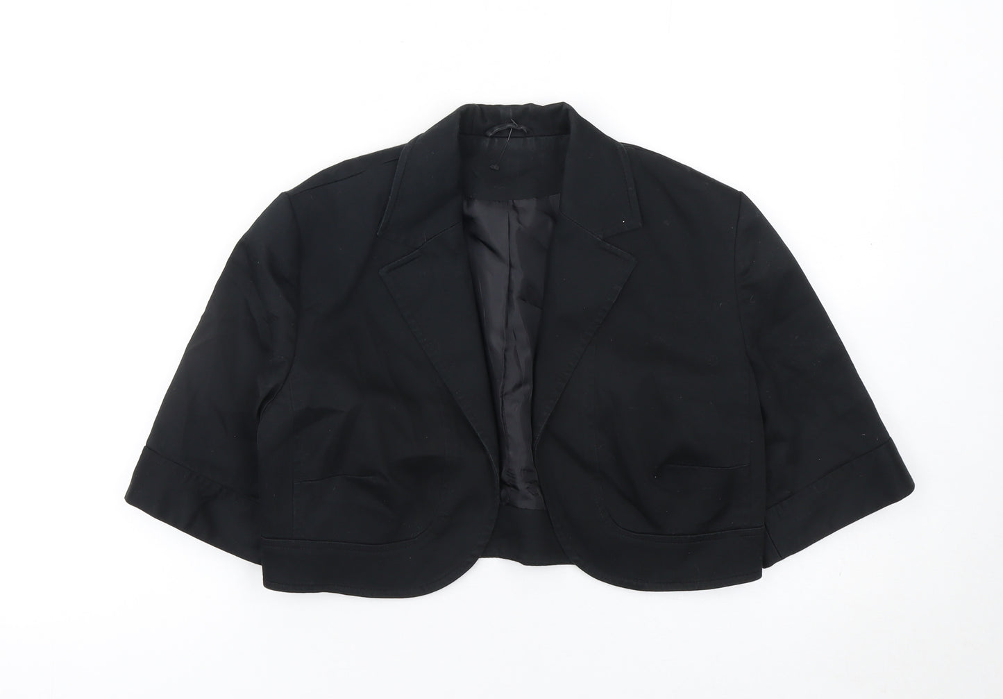 New Look Women's Black Cropped Blazer Size 14 Classic Lined Jacket