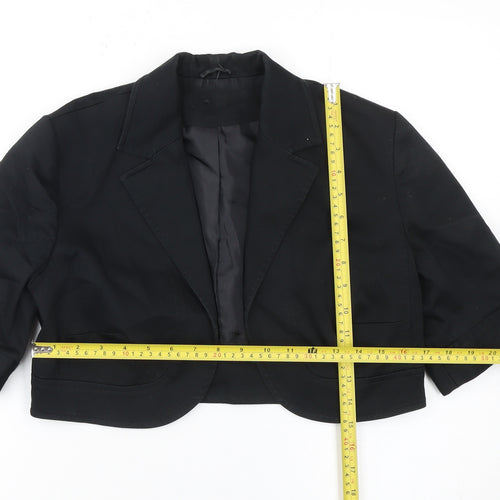 New Look Women's Black Cropped Blazer Size 14 Classic Lined Jacket