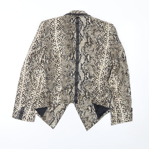 Zara Woman Beige Snake Print Blazer Jacket Small Single-Breasted