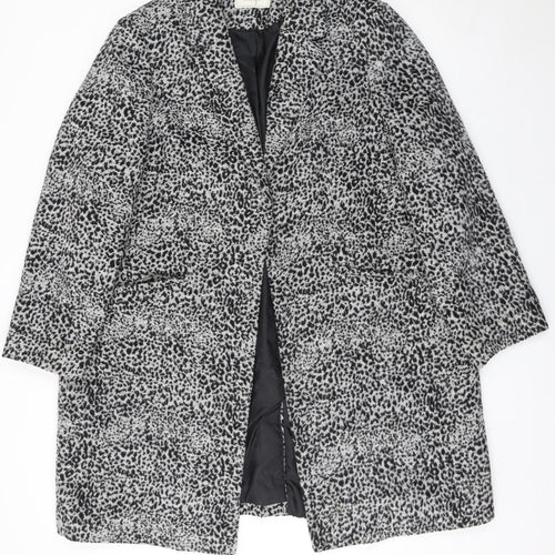 George Women’s Grey Animal Print Mid-Length Wool Blend Coat Size 20