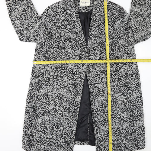 George Women’s Grey Animal Print Mid-Length Wool Blend Coat Size 20