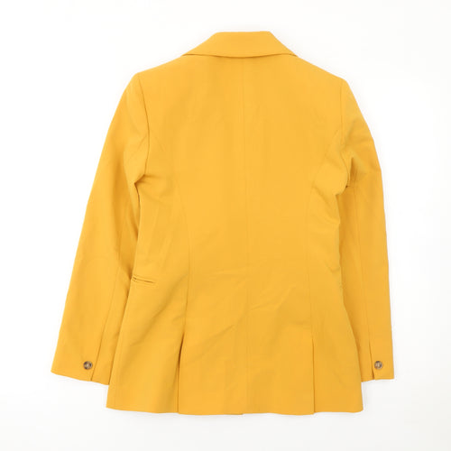 Topshop Women Yellow Double-Breasted Blazer Jacket UK 4 Slim Fit