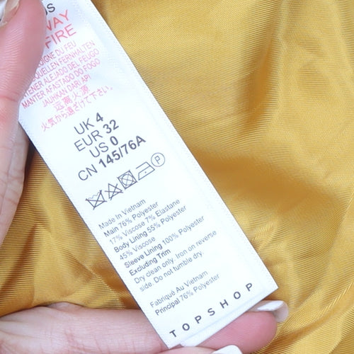 Topshop Women Yellow Double-Breasted Blazer Jacket UK 4 Slim Fit