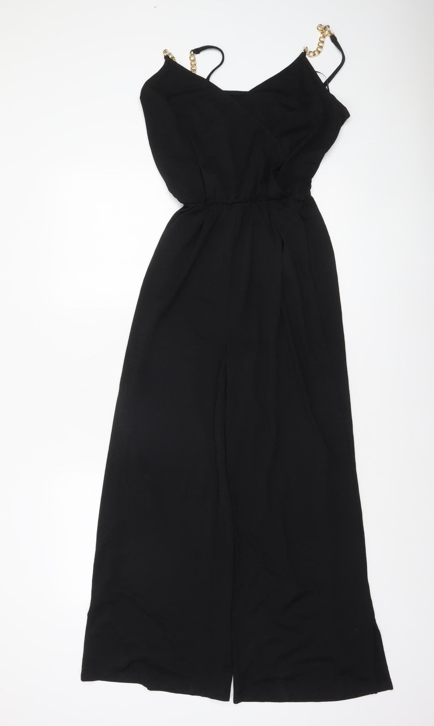 Dunnes Stores Women's Black Small Wide-Leg Jumpsuit with Gold Chain Straps