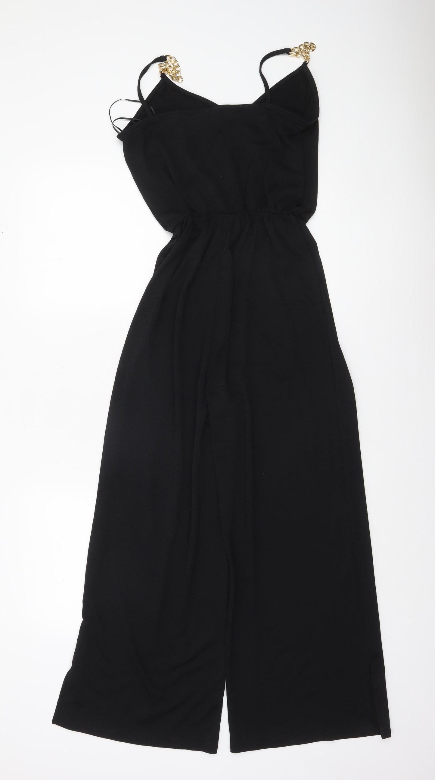 Dunnes Stores Women's Black Small Wide-Leg Jumpsuit with Gold Chain Straps